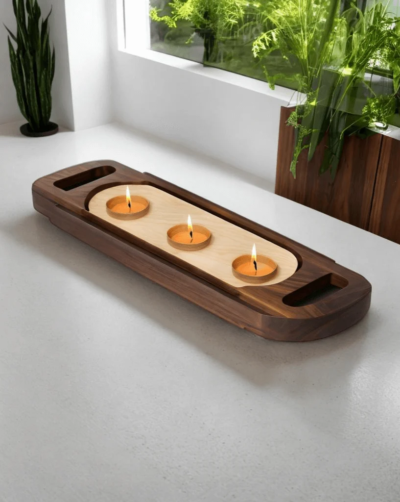 Wood Tray Candle Product Image